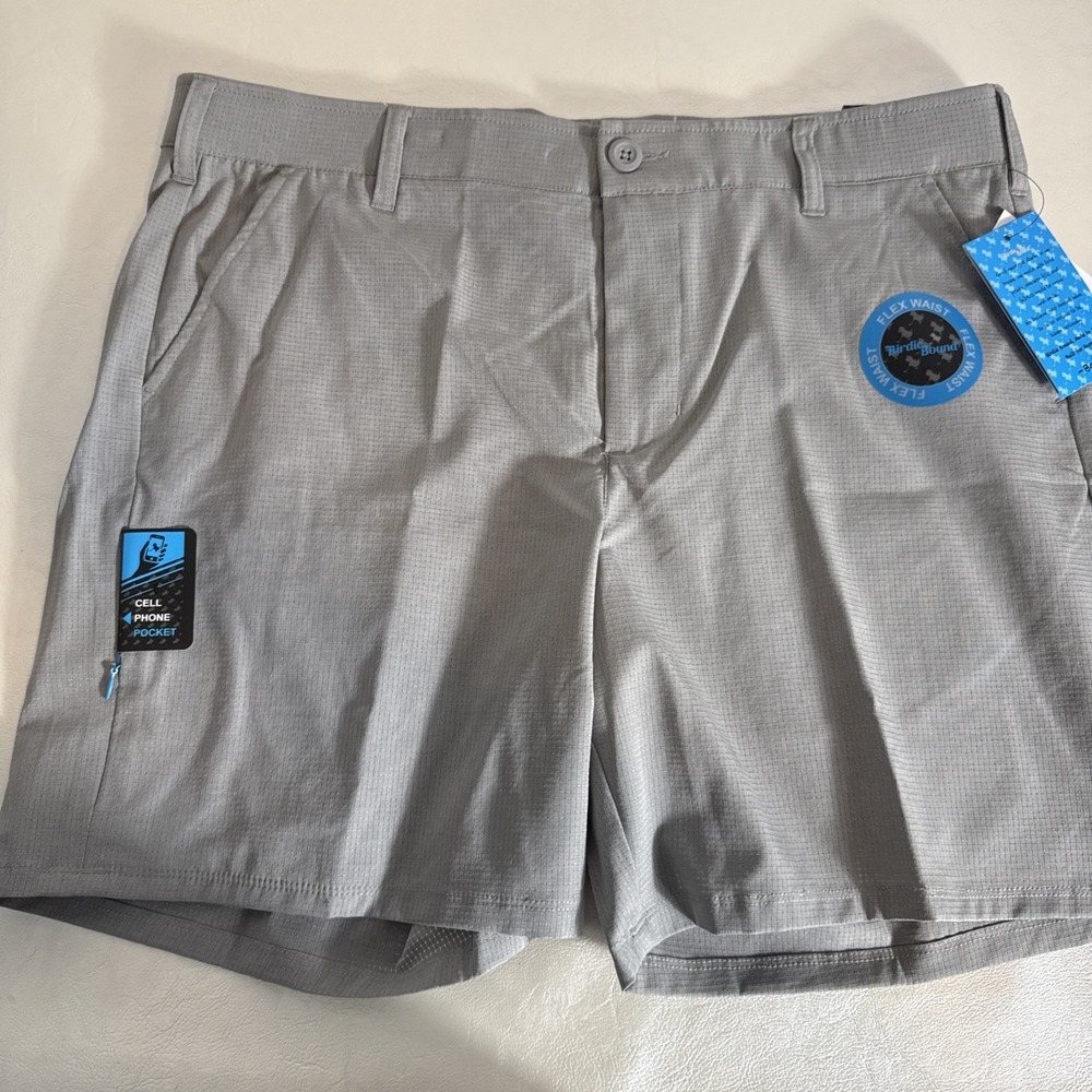 Birdie Bound Shorts Mens 36 Gray 7" Inseam Performance Golf Flex Waist